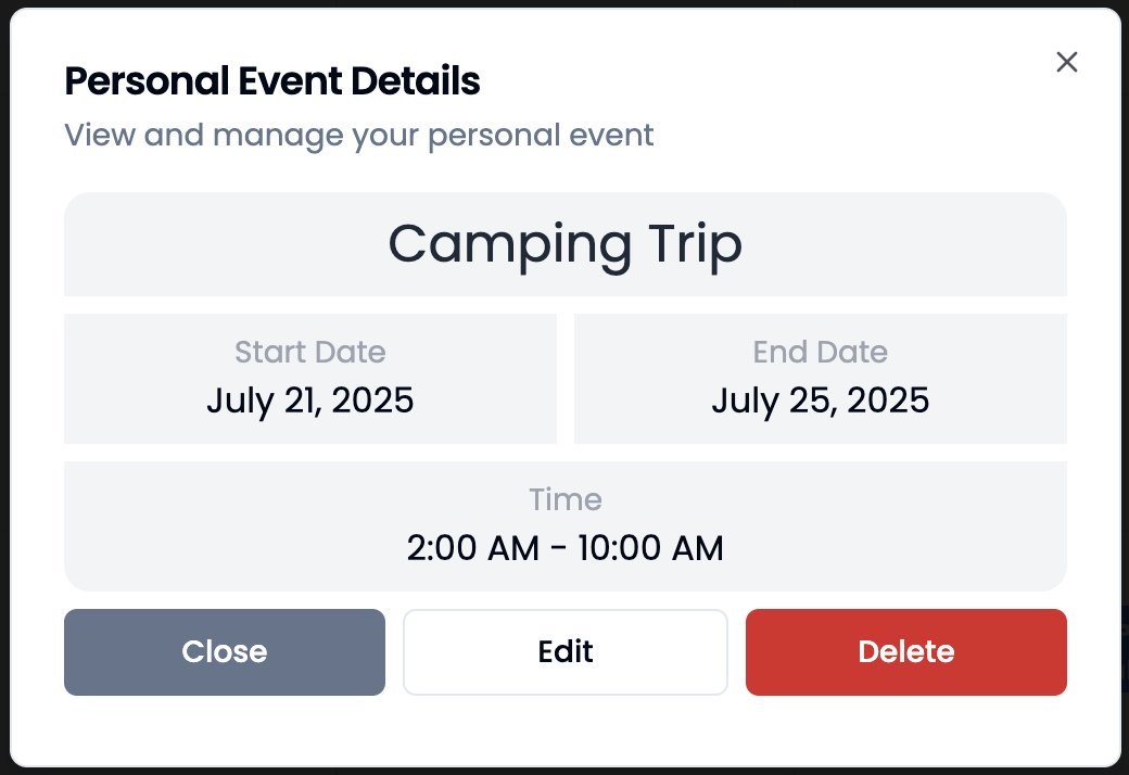 Personal Events